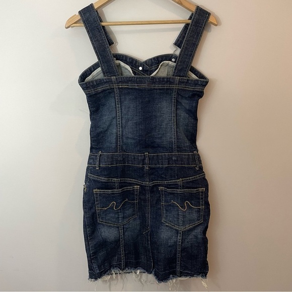 SB Jeans Y2K Denim Mini Dress Sz XS Blue Sweetheart Neckline Overalls Barbie 90s - Picture 5 of 10